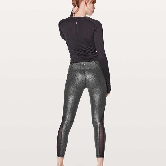 Lululemon Train Times 7/8 Pant 25" Luminosity Foil Print Black Silver  Black - Picture 1 of 11